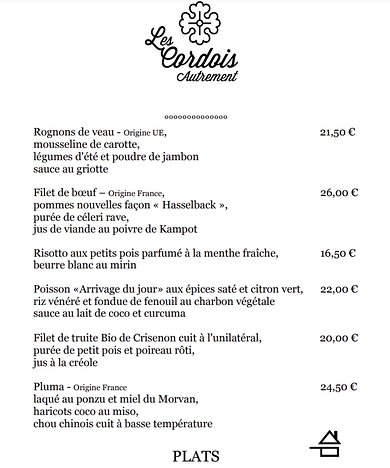 Les Cordois menu